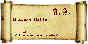 Nyemecz Hella névjegykártya
